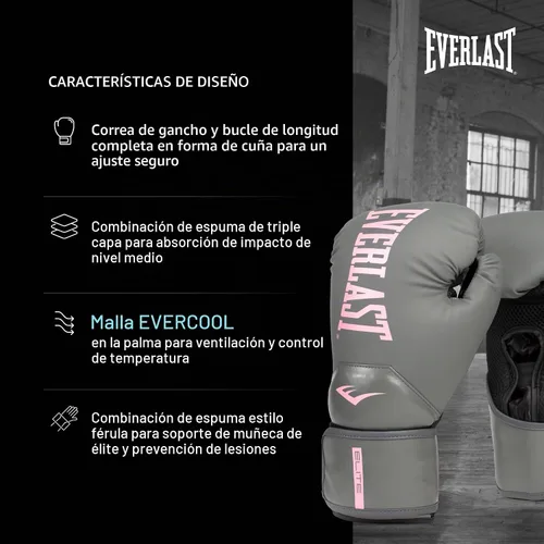 Vista 3 de Everlast Guantes de boxeo Elite 2 2-Gris/rosado