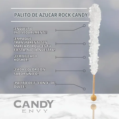 Vista 4 de Palitos de azúcar de caramelo de roca azul claro y rosa claro, 12 golosinas envueltas individualmente, sabor a algodón de azúcar y cereza