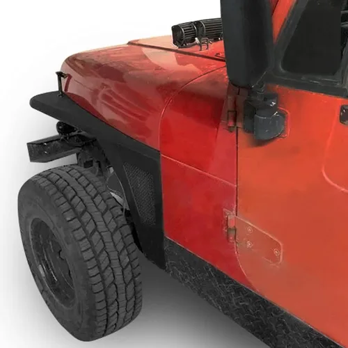 Vista 4 de Guardabarros delanteros Hooke Road para Jeep Wrangler YJ 1987-1995, protecciones de guardabarros de tubo de armadura de acero negro texturizado