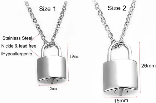 Vista 2 de Collar de urna de cremación con candado personalizado para ceniza, nombre personalizado, fecha, RIP, colgante de cremación grabado, candado