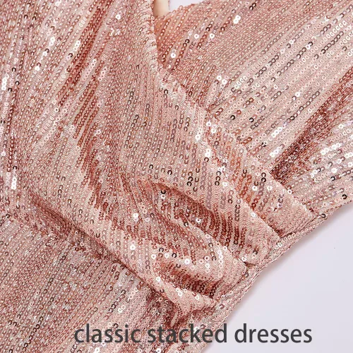 Vista 4 de ARFAR - Vestidos de fiesta para mujer, cuello en V, lentejuelas, sexy, largo, con abertura, formal, vestido de sirena para noche, baile de graduación