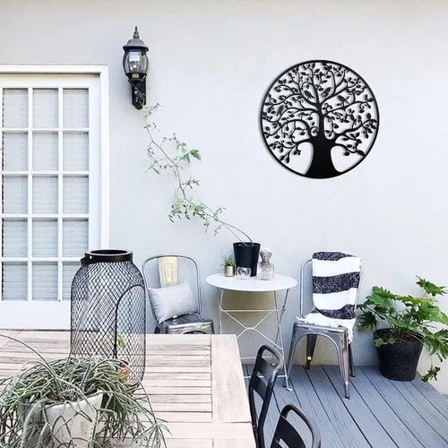 Vista 3 de Remenna Arte de pared de metal, árbol de la vida, decoración de pared de 23 pulgadas, árbol genealógico de metal, para colgar en la pared, Árbol