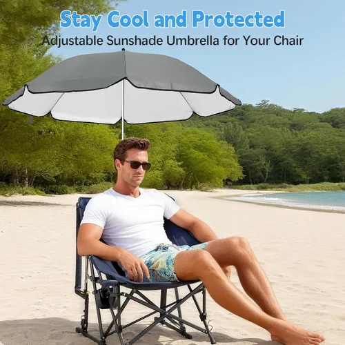Vista 7 de Sombrilla para Silla Compatible con GCI - Accesorio para Protección Solar, Sombrilla Portátil para Silla de Playa, con Abrazadera Ajustable y Fácil