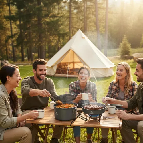 Vista 8 de THTYBROS Camping Cookware Set 3.3L Pot 1.4L Pan Hard Anodized Aluminum