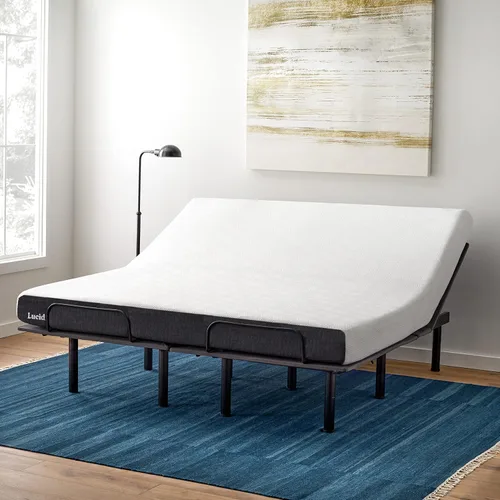 Vista 8 de LUCID - Colchón individual XL de 8 pulgadas y base de cama ajustable L150. Colchón de espuma viscoelástica de gel de felpa y carbón de bambú.