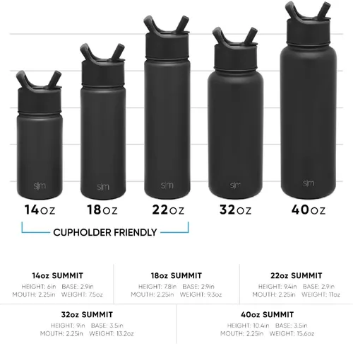 Vista 4 de Simple Modern botella de agua reutilizable con tapa con pajilla, de acero inoxidable con aislamiento al vacío, para gimnasio, viajes y deportes