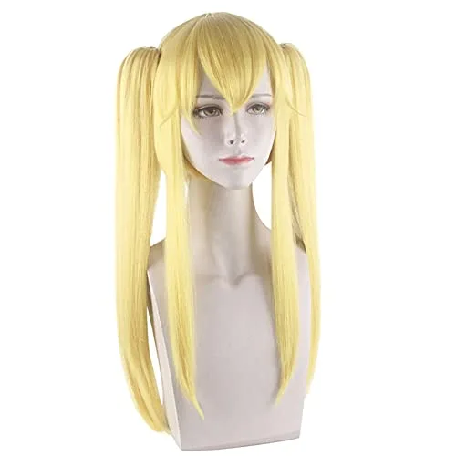 Vista 5 de JabrOn Anime Kakegurui Mary Saotome Meari Wigs Blonde Ponytails Heat Resistant Hair Cosplay Wig + Wig Cap Halloween Accessories
