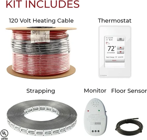 Vista 9 de LuxHeat Kit de cable de calefacción de suelo de 10 pies cuadrados - Sistema de calefacción por suelo radiante de 120 V - Sistema de suelo