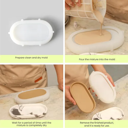 Vista 4 de Boowan Nicole Moldes de silicona para hormigón, juego de moldes de velas de cemento para accesorios de baño, moldes de silicona para cepillos