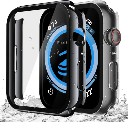 Vista 22 de Misxi Paquete de 2 fundas impermeables con botón diseñadas para Apple Watch Series 3 Series 2 de 38mm, funda rígida de policarbonato anticaídas