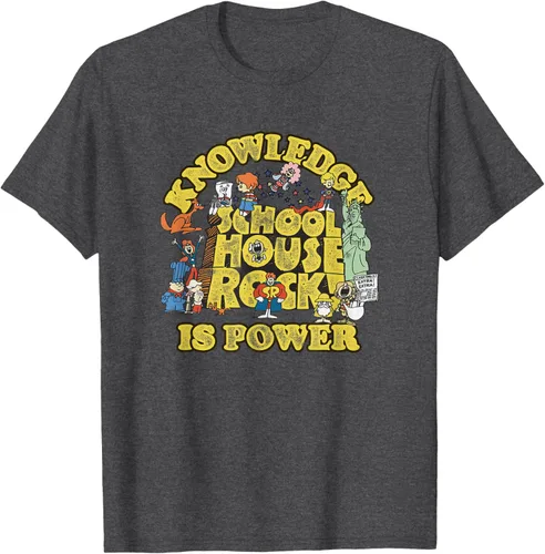Vista 25 de Camiseta vintage con logo de Schoolhouse Rock "Knowledge is Power" de la serie de TV Azul Marino