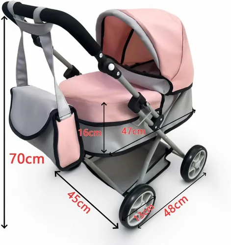 Vista 7 de Anano - Cochecito de muñeca de bebé, organizador de viaje para bebé, juguete de juguete, cochecitos de muñecas para niñas, accesorios de muñecas