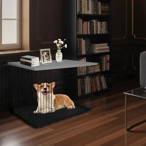 Vista 8 de Rockever Funda para jaula de perro con mesa para jaula de perro de 36 pulgadas, funda resistente al agua, de poliéster resistente a los rayos UV