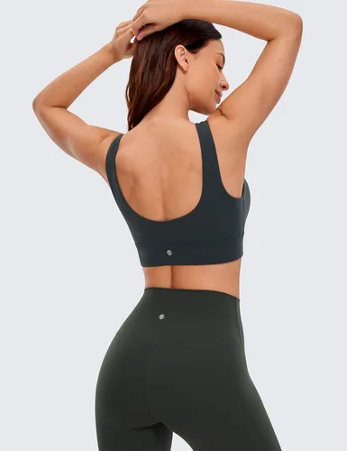 Vista 2 de CRZ YOGA Butterluxe - Brasier deportivo con espalda en U para mujer, cuello redondo, acolchado, de bajo impacto, para yoga, entrenamiento