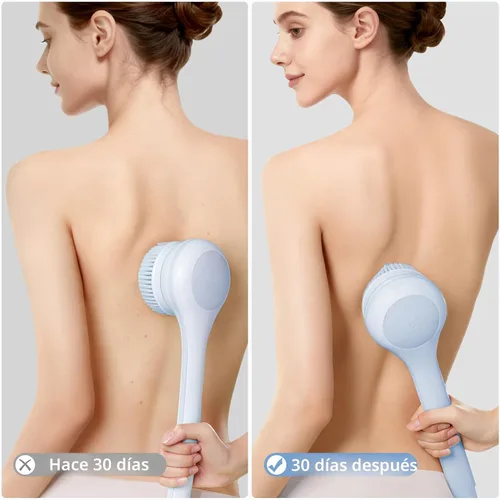 Vista 9 de Cepillo corporal eléctrico para la espalda, con esponja para la ducha, impermeable, mango largo doble, cepillo corporal con alimentación eléctrica