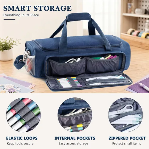 Vista 5 de IMAGINING Bolsa de transporte para Cricut Explore 5, almacenamiento de gran apertura para accesorios y proveedores Cricut