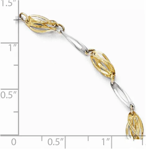 Vista 3 de 5mm 14K dos Tono Oro Pulido Fancy Enlace Tobillera Trenzado, 10inch