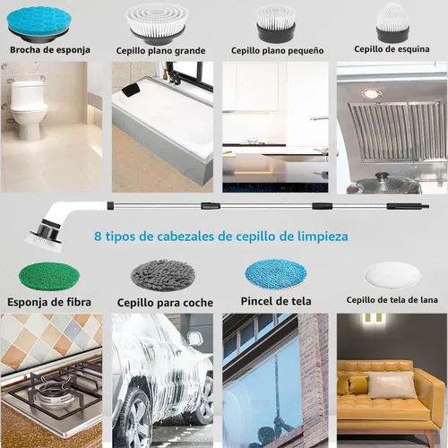 Vista 3 de MGLSDeet Cepillo eléctrico giratorio, cepillo de limpieza recargable con cabezales de cepillo reemplazables 8 en 1, limpiador giratorio inalámbrico