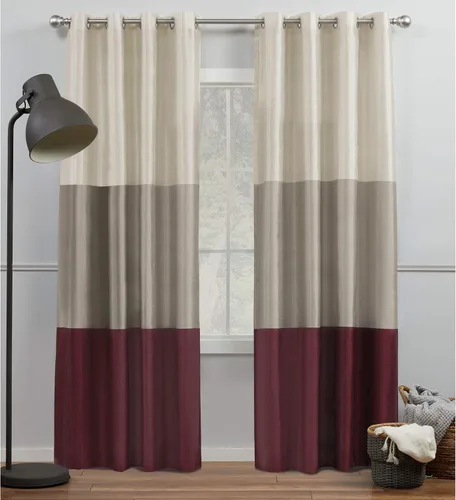 Vista 19 de Exclusive Home Curtains Chateau Rayed Sky Silk Grommet Top Top Curtain Panel Panel, 54x96, Pearl Black, 2 Count Perla negra