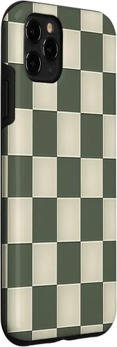 Vista 3 de Funda para iPhone 11 Pro Max con patrón de tablero de ajedrez verde salvia