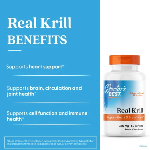 Vista 3 de Doctor's Best Aceite de Krill Real de 350 mg Suplemento para hombres y mujeres – Aceite de krill antártico con ácidos grasos Omega 3 y astaxantina