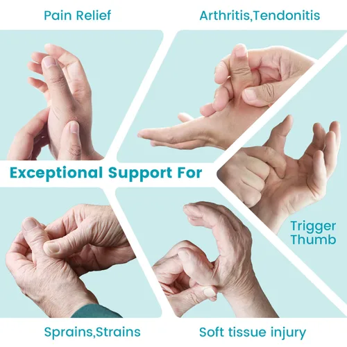 Vista 5 de DrFinger Férula de pulgar Spica para mano izquierda y derecha, soporte de pulgar y muñeca, inmovilizador de pulgar para tendinitis tenosinovitis