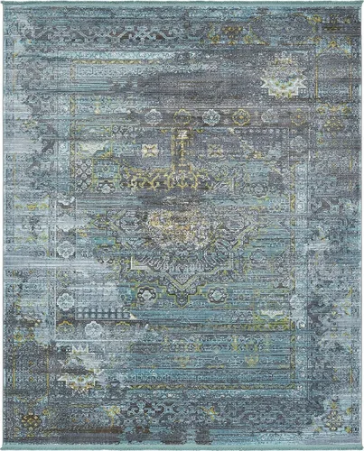 Vista 14 de Unique Loom Baracoa Collection - Alfombra Castro (2 pies 2 pulgadas x 3 pies, turquesa/marfil)