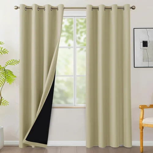 Vista 19 de BONZER - Juego de 4 paneles de cortinas 100% opacas, cortinas de ventana con aislamiento térmico y bloqueo de luz, de 63 pulgadas de largo, cortina