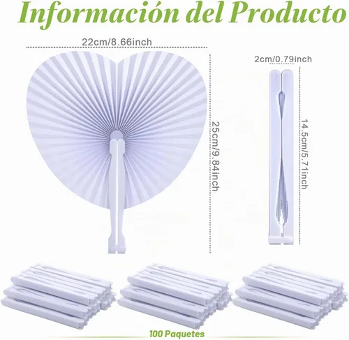 Vista 2 de Yulejo 100 paquetes de abanicos de papel plegables para bodas