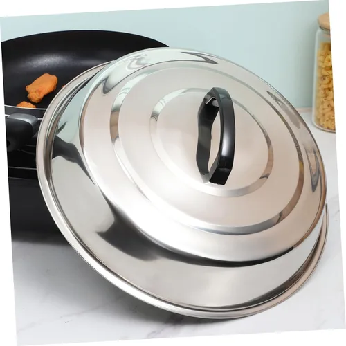 Vista 2 de Tapa redonda de acero inoxidable para cocinar al vapor para cocinar a la plancha y parrilla, utensilios de cocina versátiles para parrilla superior