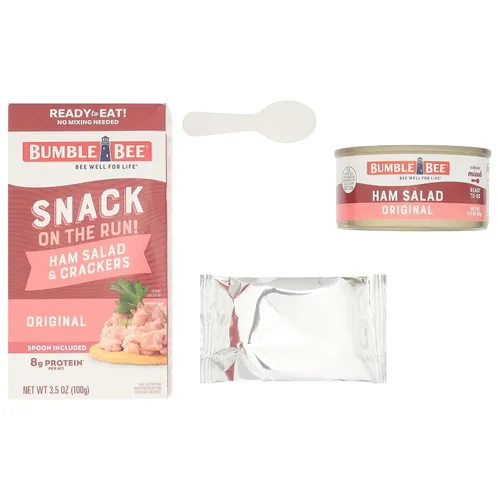 Vista 8 de Bumble Bee Snack On The Run Kit de Ensalada de Jamón con Galletas Saladas, 3.5 oz - Listo para Comer, Cuchara Incluida - Aperitivo Proteico Estable