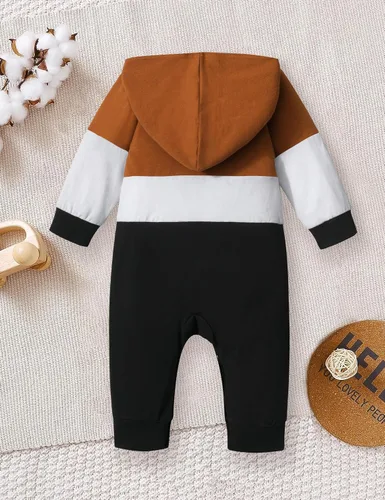 Vista 5 de Ropa de bebé niño, ropa de bebé con estampado de letras de manga larga con capucha para bebé niño