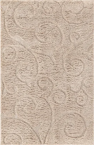 Vista 3 de Rugs.com - Alfombra de la colección Botanical Shag, alfombra de pelo de 4 x 6 pies color beige perfecta para salas de estar, comedores grandes