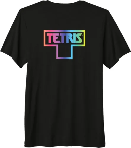 Vista 3 de Tetris Camiseta Premium Color Fade Logo, Negro