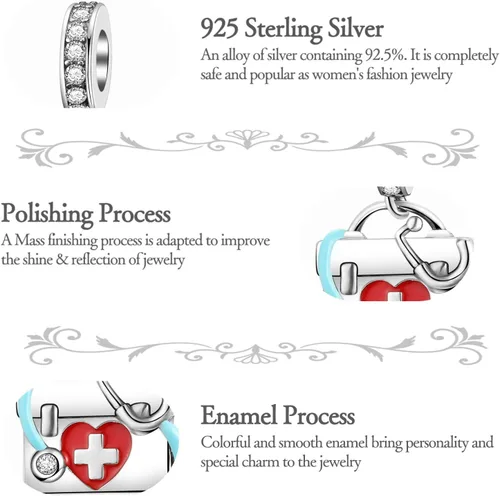 Vista 5 de Dije colgante de plata de ley 925 para pulsera y collar para el día de la madre, Plata esterlina
