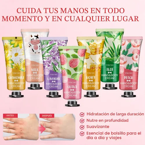 Vista 3 de VISCOO Paquete de 7 regalos de crema de manos para mujeres, regalo de agradecimiento para profesores, regalos de graduación, mini loción hidratante