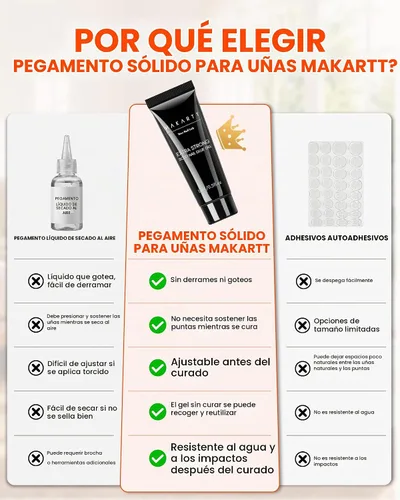 Vista 4 de Makartt Pegamento en gel sólido para uñas: pegamento para uñas súper fuerte para uñas postizas y acrílicas, diseño de arte en uñas de gel 3D