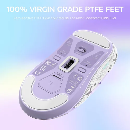 Vista 6 de ATTACK SHARK X3 - Mouse inalámbrico ligero para juegos con tres modos de 2.4G/USB-C con cable/Bluetooth, 26K DPI, sensor óptico PAW3395, interruptor