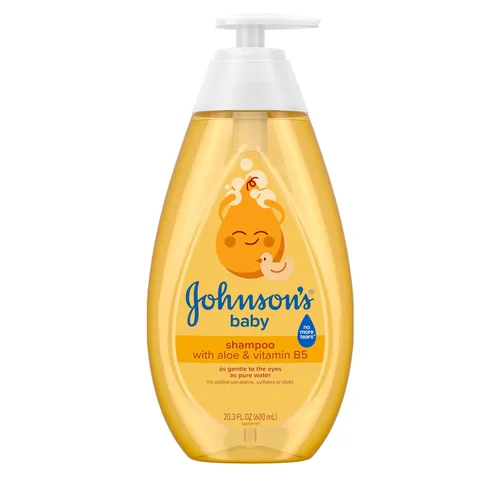 Vista 4 de Johnson's Baby Champú con aloe vera y vitamina B5, sin lágrimas, tamaño de viaje, esenciales para recién nacidos, sin parabenos ni sulfatos