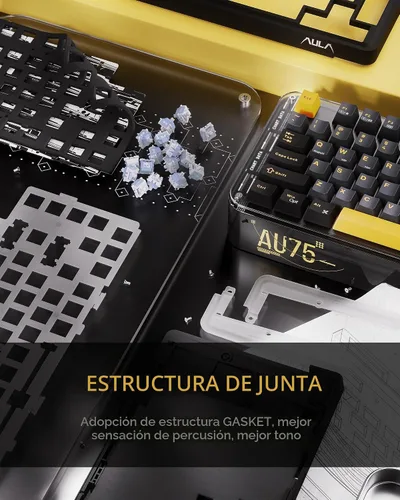 Vista 3 de AU75 Teclado mecánico intercambiable en caliente para juegos RGB inalámbrico 75%