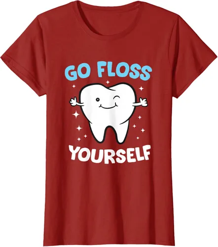 Vista 77 de Camiseta higienista dental, asistente dental, Go Floss Yourself dentista, Negro, S