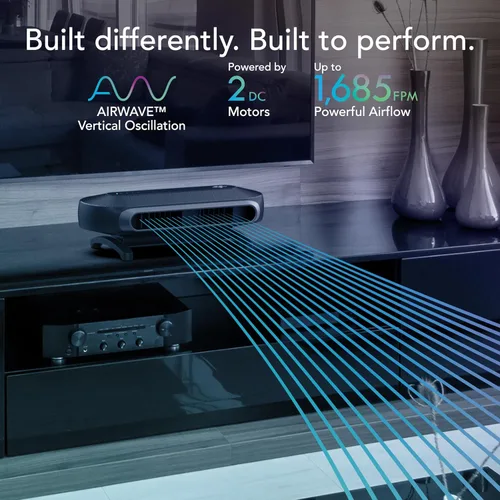 Vista 3 de Vornado Ventilador oscilante Airwave® de perfil bajo AXL con control remoto, 5 velocidades silenciosas, inclinación motorizada de 40°, motores de CC