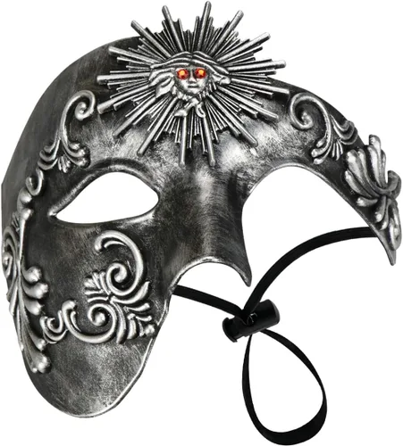 Vista 9 de Thmyo Half Face - Máscara de mascarada de carnaval veneciano para hombre, diseño vintage de Phantom of the Opera