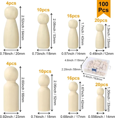 Vista 2 de JMIATRY 100PCS Madera Peg Personas Madera Peg Muñecas Personas de Madera
