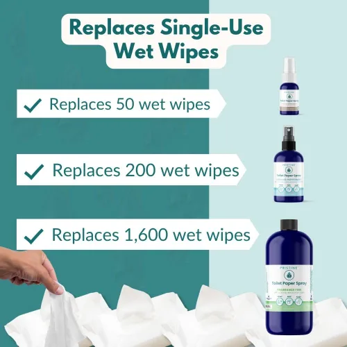 Vista 6 de Pristine Spray de papel higiénico Como se ve en Shark Tank, paquete múltiple de 4 onzas, original, menta refrescante, rústico, ámbar de coco