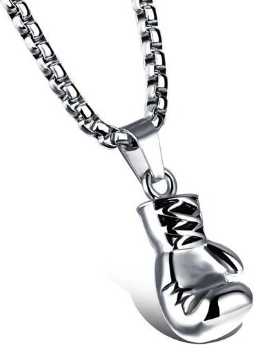 Vista 20 de Hamoery Collar con colgante de cadena de guante de boxeo de acero inoxidable punk para hombres y mujeres