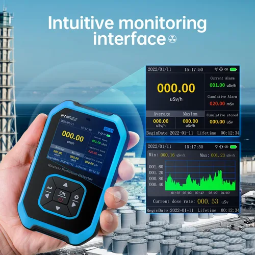 Vista 3 de FNIRSI GC-01 Geiger Counter Detector de radiación nuclear, dosímetro de radiación con pantalla LCD, medidor de monitor de radiación recargable
