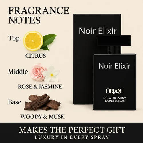 Vista 8 de Noir Elixir Extrait De Perfume (EDP) de 3.4 Oz para hombres y mujeres Parfum Higher Concentrration – Perfume de larga duración, unisex, 3.6 fl oz