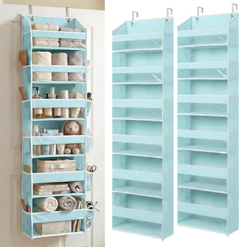 Vista 21 de HOMELUX THEORY Organizador de 6 niveles mejorado para colgar sobre la puerta, 100D extra grueso y gran capacidad de 50 libras, 12 bolsillos