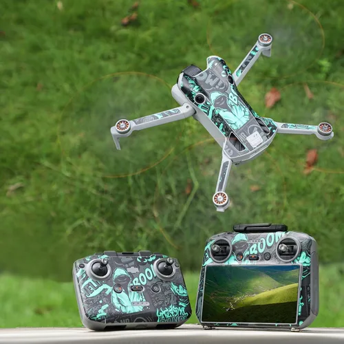 Vista 6 de Adhesivos de piel compatibles con DJI Mini 4 Pro, adhesivo impermeable para DJI Mini 4 Pro Drone y controlador RC 2 (A)
